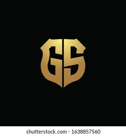 GS logo monogram with gold colors and shield shape design template