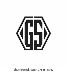 GS Logo monogram with hexagon line rounded design template on white background