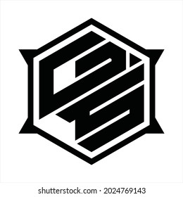 GS-Logo-Monogramm mit Hexagon-Design-Vorlage für scharfe Formen