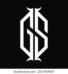 GS Logo monogram hexagon shield with horn shape design template