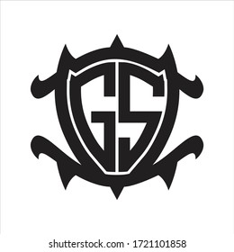 Monograma del logotipo de GS aislado con plantilla de diseño de forma de escudo de marco