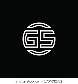 GS logo monogram with negative space circle rounded design template