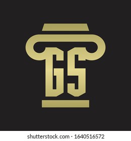 GS Logo monogram with pillar style design template with gold colors