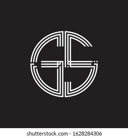 GS Logo monogram triple ribbon style line design template isolated on black background