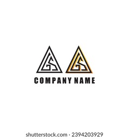 plantilla de logotipo de GS, línea de espacio triangular, diseño, ilustración de vector de empresa