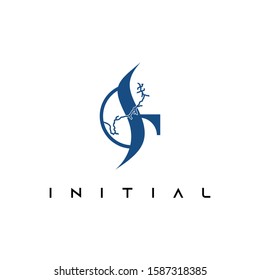 GS logo. Vector design on the initials letter 
 relating to plants.