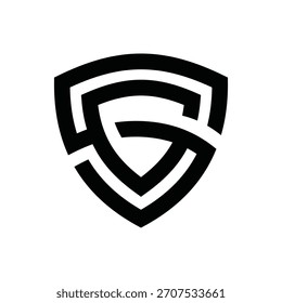 Design do logotipo do escudo do monograma GS - letras iniciais Símbolo de segurança G e S