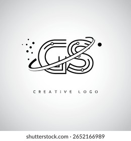 GS Orbit Monogram Logo – Futuristic Minimal Letter mark with Circular Line Art, Tech-Inspired Dots and Space Motion Concept for Modern Branding Identity