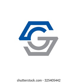 GS SG initial logo, hexagon S shape logo blue