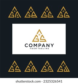 GS triangel logo design, triangel with two initials logo vector. Real estate and construction.
