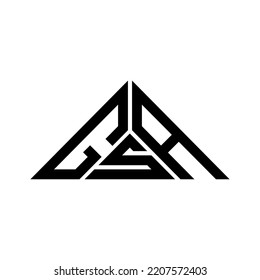 Logo de la letra GSA diseño creativo con gráfico vectorial, logotipo GSA simple y moderno en forma triangular.