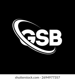 Logotipo de GSB. Carta GSB. Diseño del logotipo de la letra GSB. Logotipo de GSB con el círculo y el logotipo del monograma en mayúsculas. Tipografía GSB para tecnología, negocio y marca inmobiliaria.