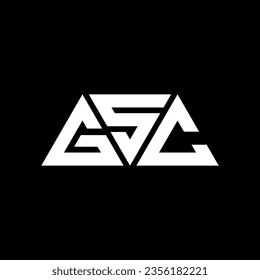 GSC triangle letter logo design with triangle shape. GSC triangle logo design monogram. GSC triangle vector logo template with red color. GSC triangular logo Simple, Elegant, and Luxurious design.