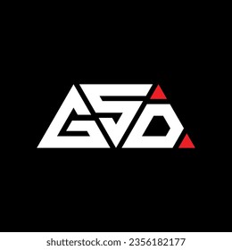 GSD triangle letter logo design with triangle shape. GSD triangle logo design monogram. GSD triangle vector logo template with red color. GSD triangular logo Simple, Elegant, and Luxurious design.