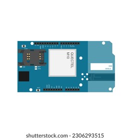 GSM-Schild, Vektorgrafik, die Grafikdesigner mit einer visuellen Darstellung eines Schildes oder Moduls zur Schnittstelle mit einem Mikrocontroller oder Entwicklungsplatine versorgt