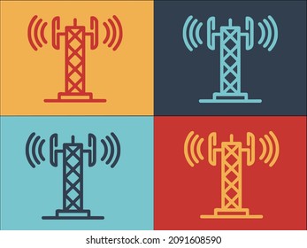 Gsm Tower Radio Logo Template, Simple Flat Icon of antenna,radio,gsm