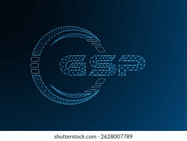 Diseño de Vector de logotipo de letra polivinílica baja GSP. Diseño de logotipo de polietileno inferior GSP. Logotipo de poliéster bajo.