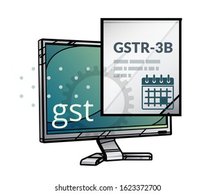 GST Compliance - GSTR-3B Return Filing - Illustration as EPS 10 File