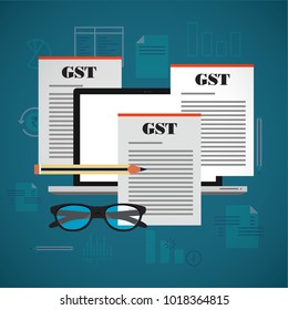 GST. Good and Services Tax concept. GST tax