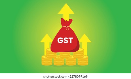 GST con Flechas crecientes apuntando hacia arriba mostrando un aumento en la recaudación del GST por parte del gobierno indio