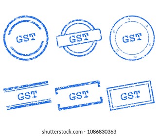 GST stamps on white
