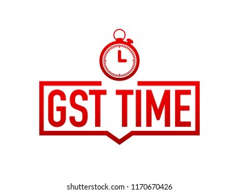 GST Time red label on white background. Vector stock illustration