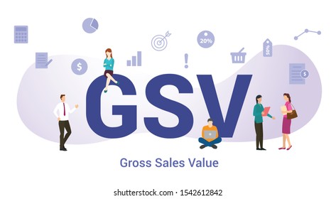 gsv global value chain concept with big word or text and team people with modern flat style - vector