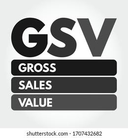 GSV - Gross Sales Value acronym, business concept background