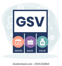 GSV - Acrónimo de Valor Bruto de Ventas, fondo de concepto de negocio