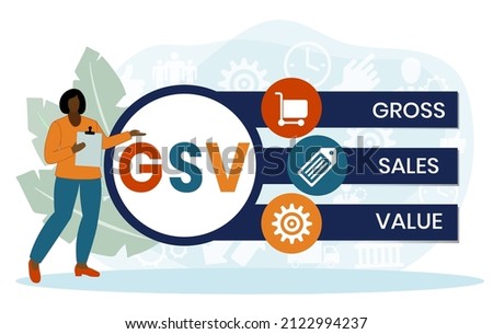 GSV - Gross Sales Value acronym, business concept background