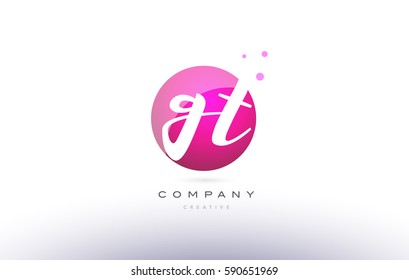 gt g t  sphere pink 3d alphabet company letter combination logo hand writting written design vector icon template 