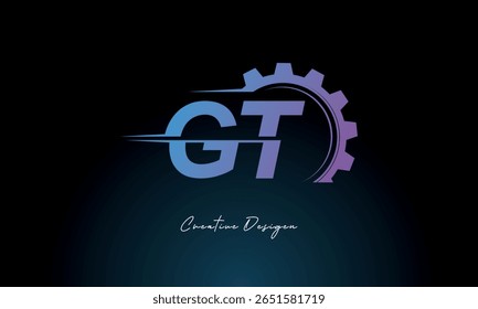 GT Gear Fusion Logo – Industrial Tech-Inspired Letter mark Futuristic Industrial Letter Mark Design for Technology and Engineering Brands.