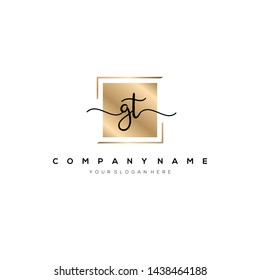 GT handwriting initial logo template vector.