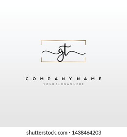 GT handwriting initial logo template vector.