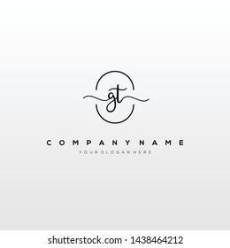 GT handwriting initial logo template vector.