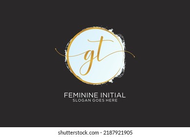 GT handwriting logo with circle template vector signature, wedding, fashion, floral and botanical with creative template.