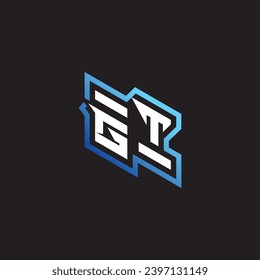 GT initial gaming team, youtube, twitch and clipart stock illustration logo