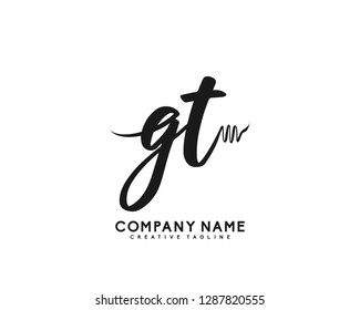 GT Initial Handwriting Logo Template Vector 