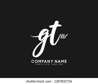 GT Initial Handwriting Logo Template Vector