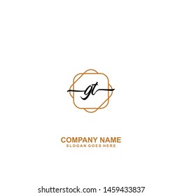 GT Initial handwriting logo template vector