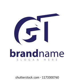 GT initial letter with negative space logo icon vector template