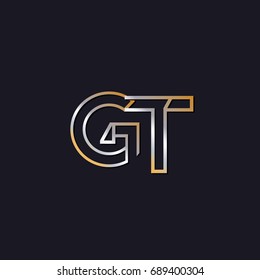 GT initial letters elegant logo golden silver black background