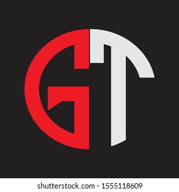 GT Initial Logo design Monogram Isolated on black background