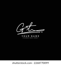 GT Erstmaliges Logo in Signature Style für Fotografie und Mode - handgezeichnetes Signature-Logo, Vektorgrafik
