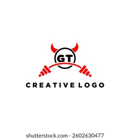 GT initial monogram for fitnes or gym logo with devil style design