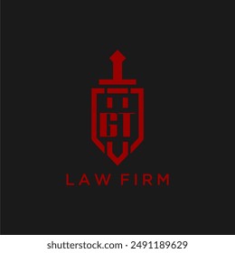 GT initial monogram for law firm with sword and shield logo image