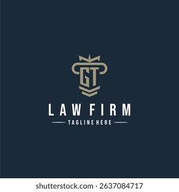 GT initial monogram logo law firm with pillar design