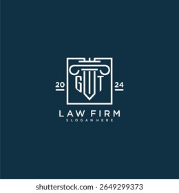 GT initial monogram logo for lawfirm with pillar design in creative square