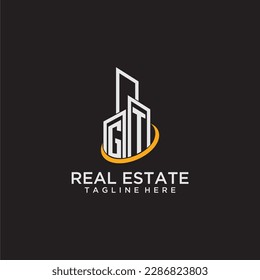 GT initial monogram logo for real estate with building style