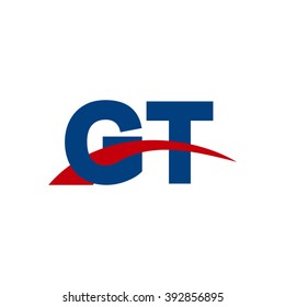 GT initial overlapping swoosh letter logo blue red